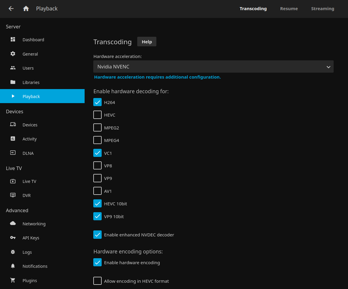 Jellyfin Nvidia NVENC