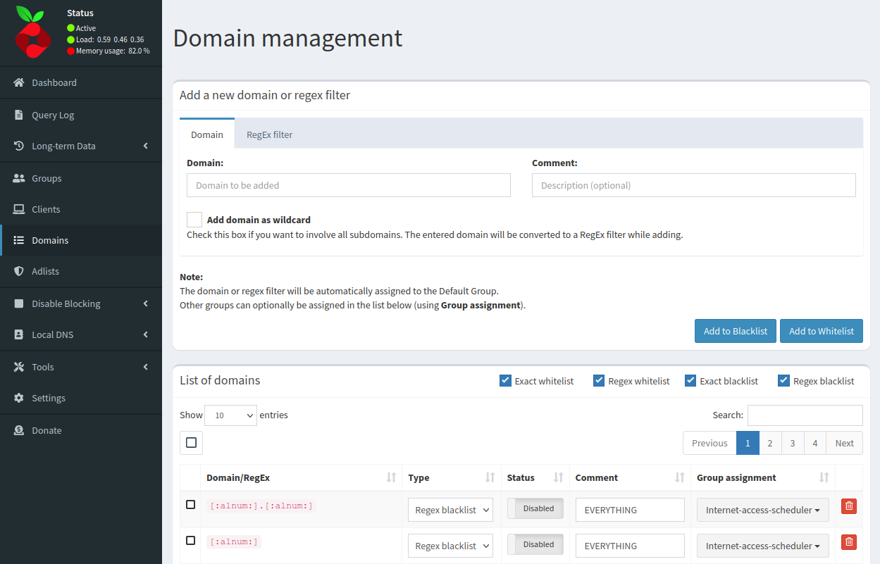 Pihole Domain Management